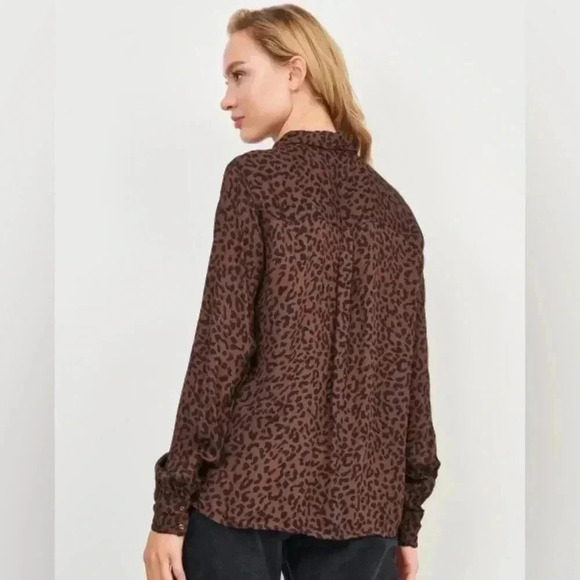 EUC Minimum Bilda Brown Leopard Print Button Down 100%viscose Women Shirt- EU 34 - Picture 3 of 13